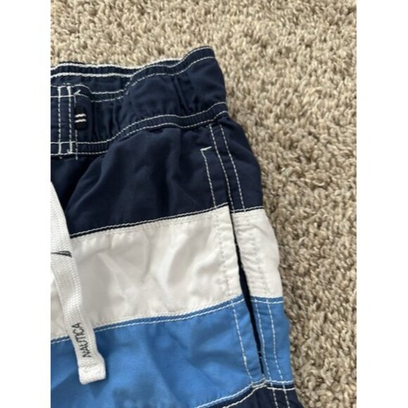 Nautica Swim Trunks Youth M Medium 10-12 Navy Color Block Bathing Suit Pockets - Picture 3 of 8